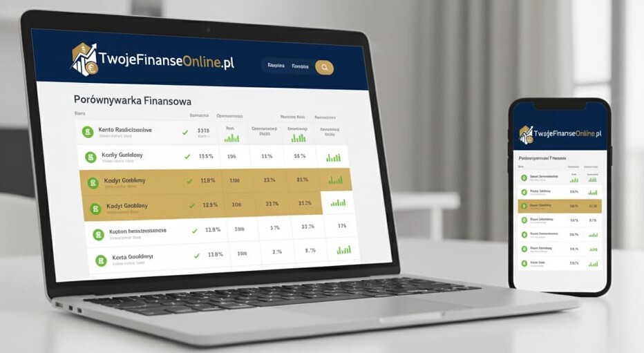 Porównywarka finansowa TwojeFinanseOnline.pl - kredyty gotówkowe, rankingi ofert bankowych na laptopie i telefonie